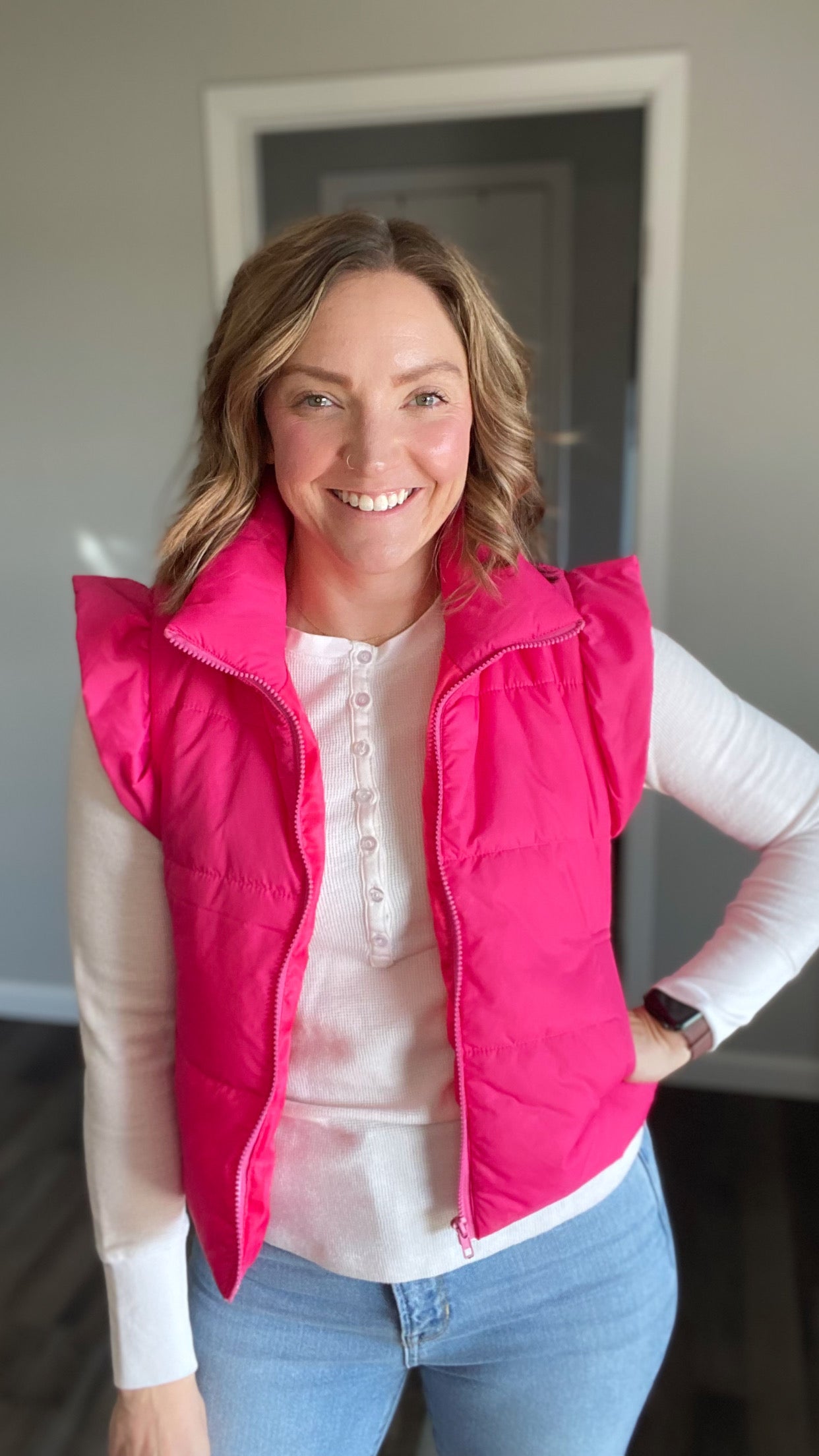 Pink Cropped Puffer