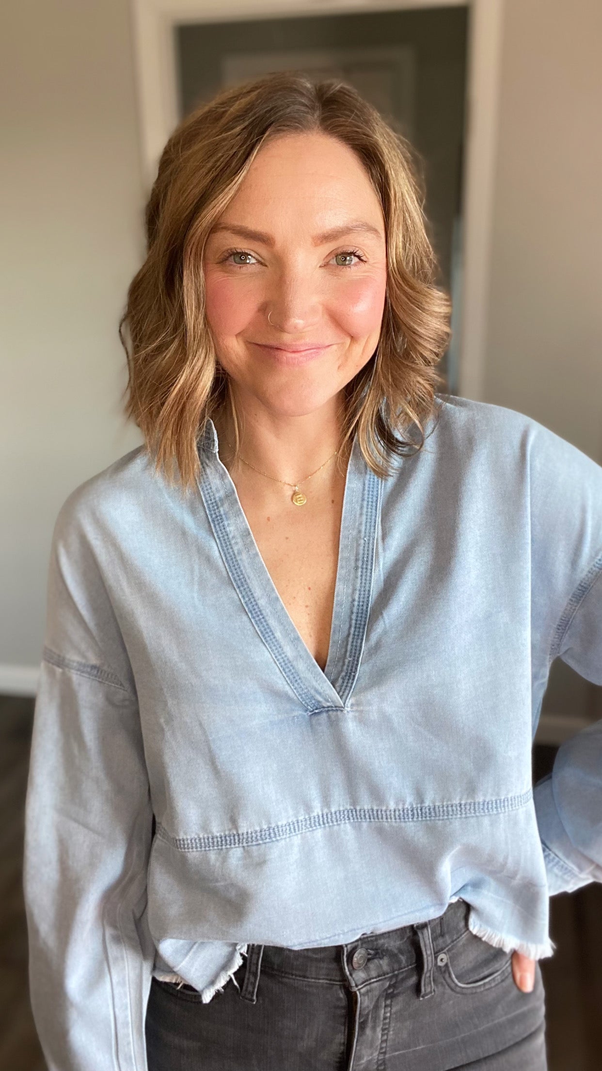Chambray Pullover