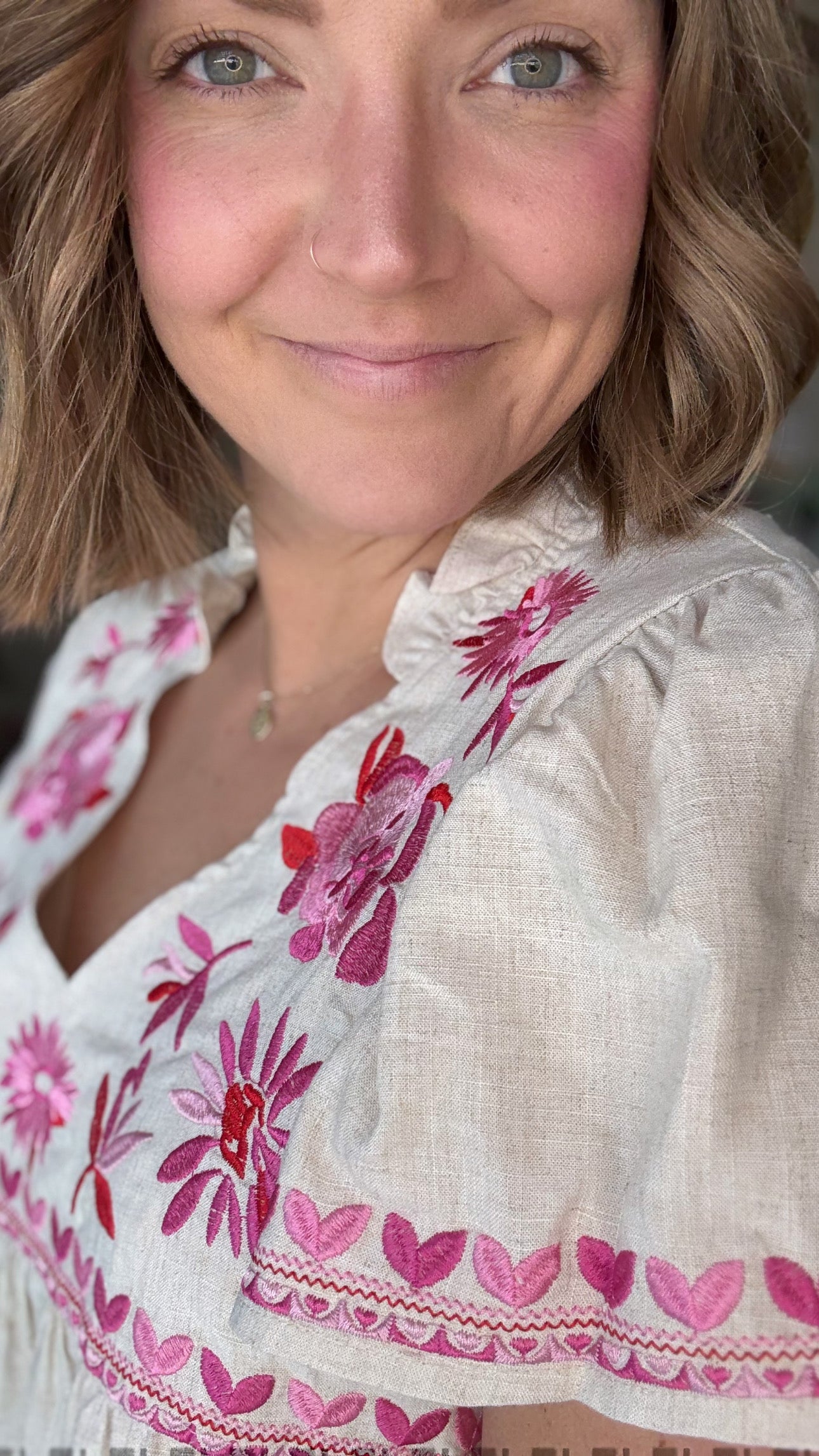 Peony Embroidered Top