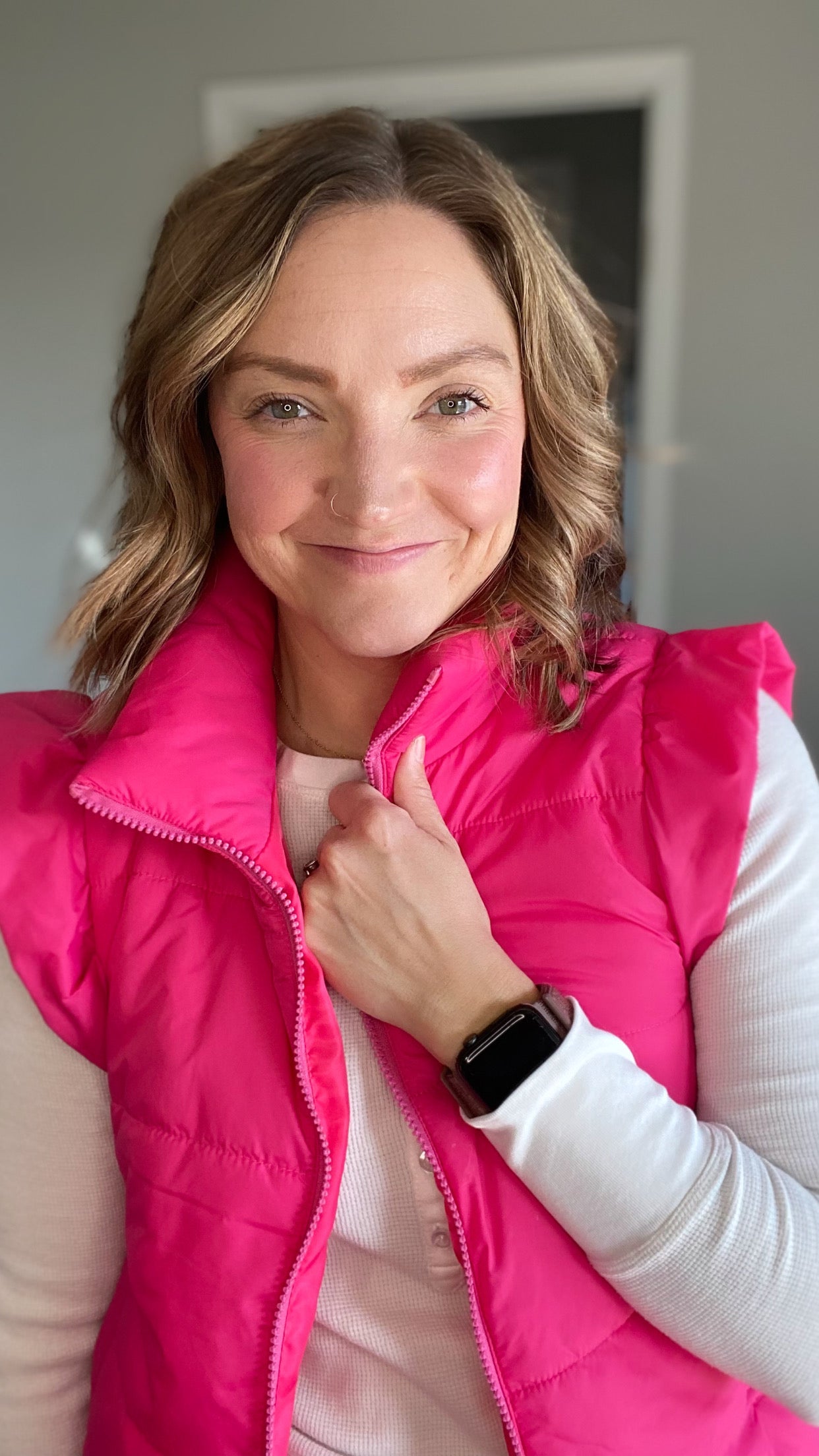 Pink Cropped Puffer