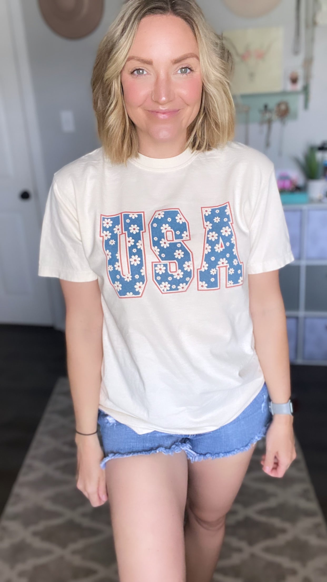 Floral USA Tee