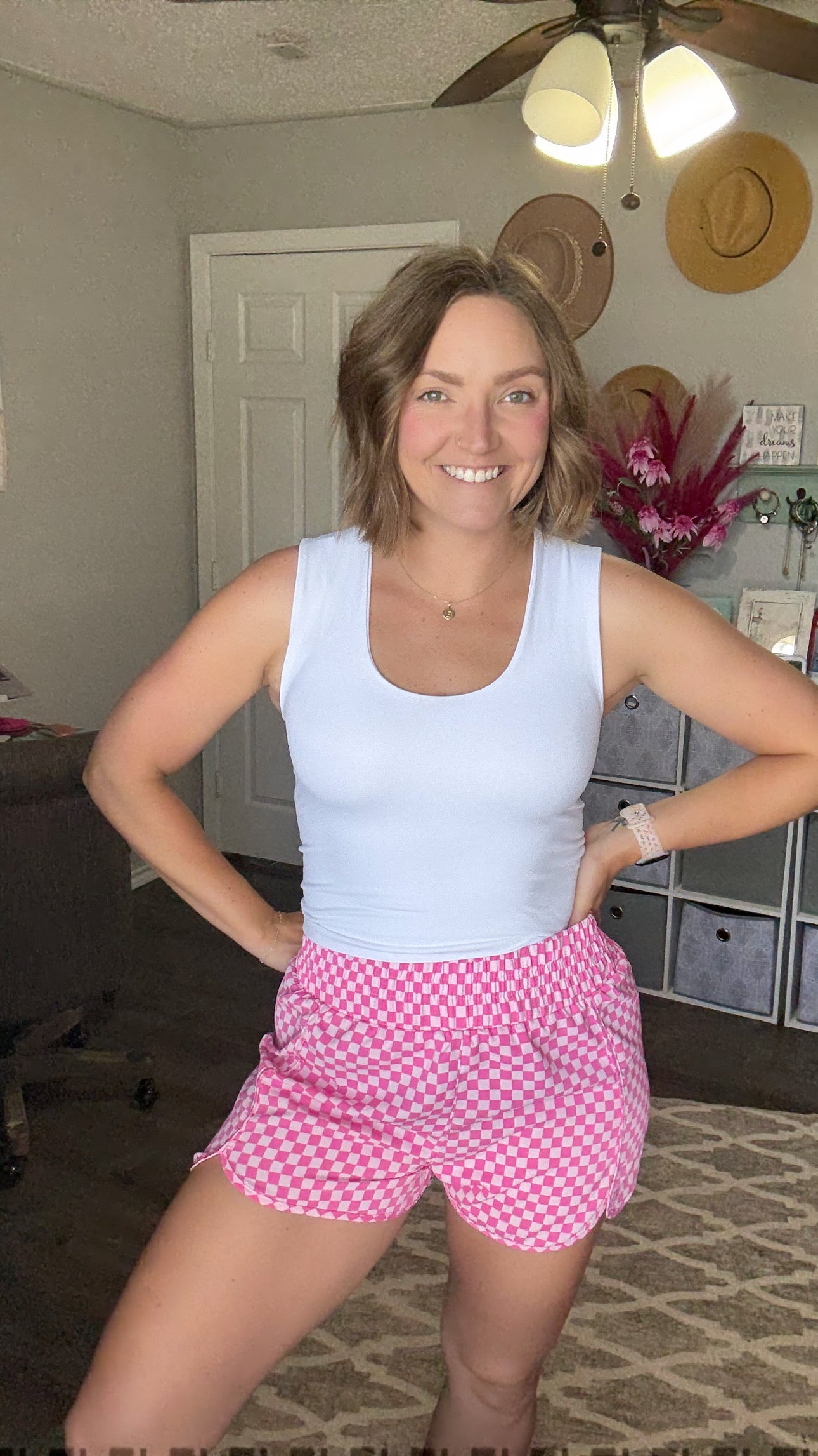 Pink Checkered Shorts