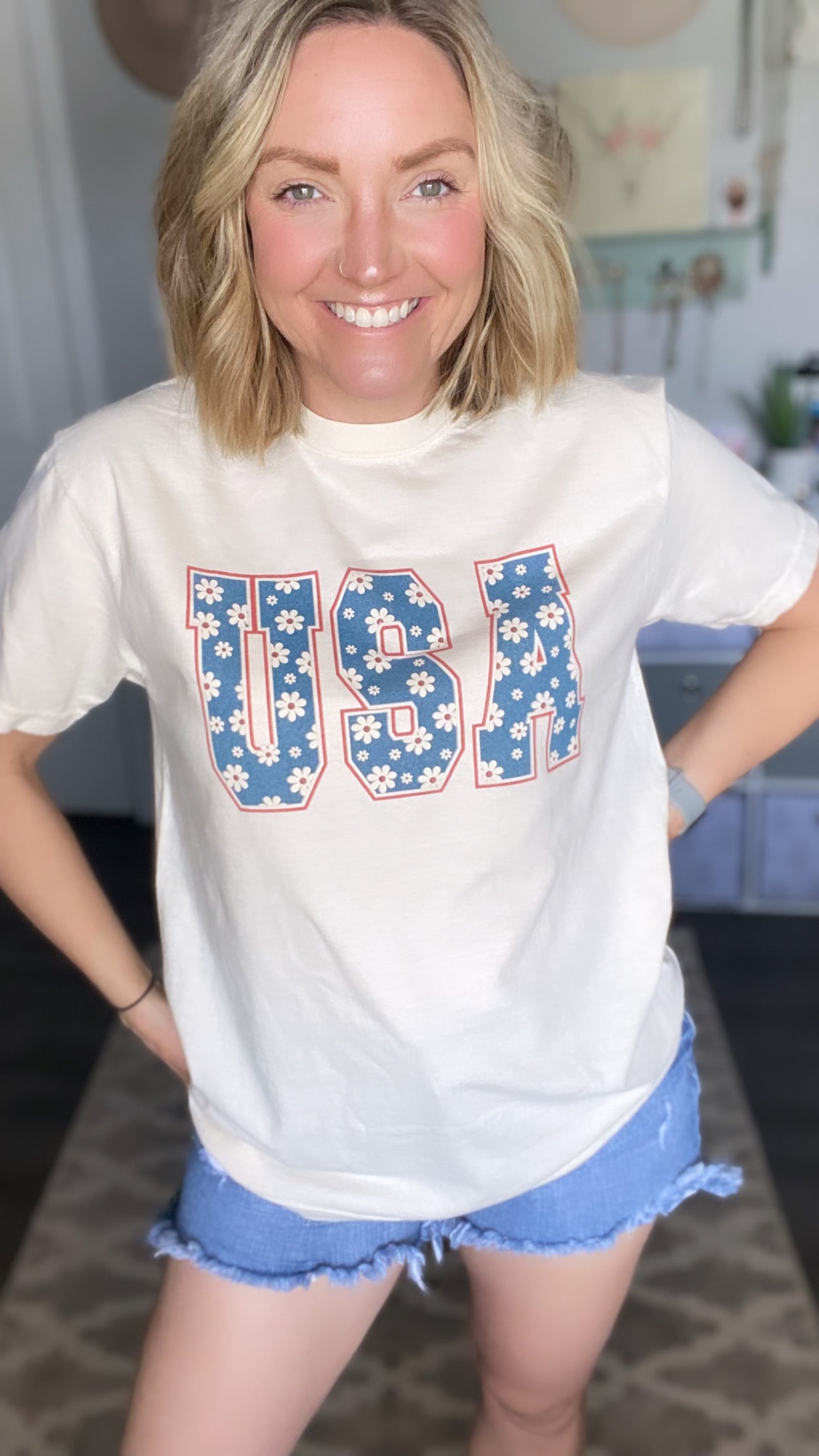 Floral USA Tee