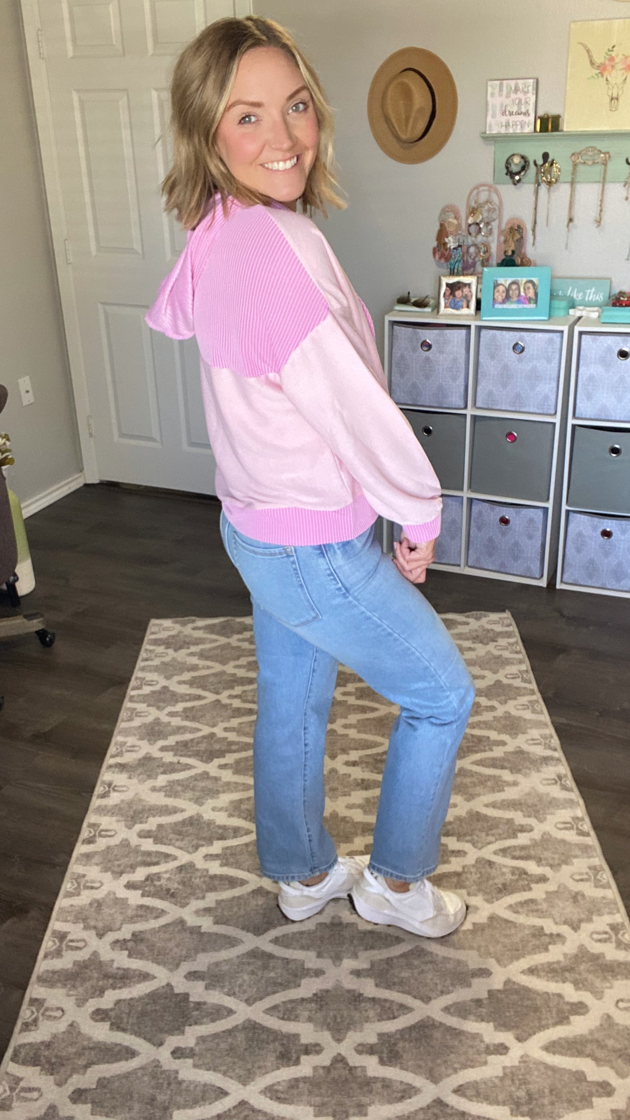 Pink Henley Hoodie