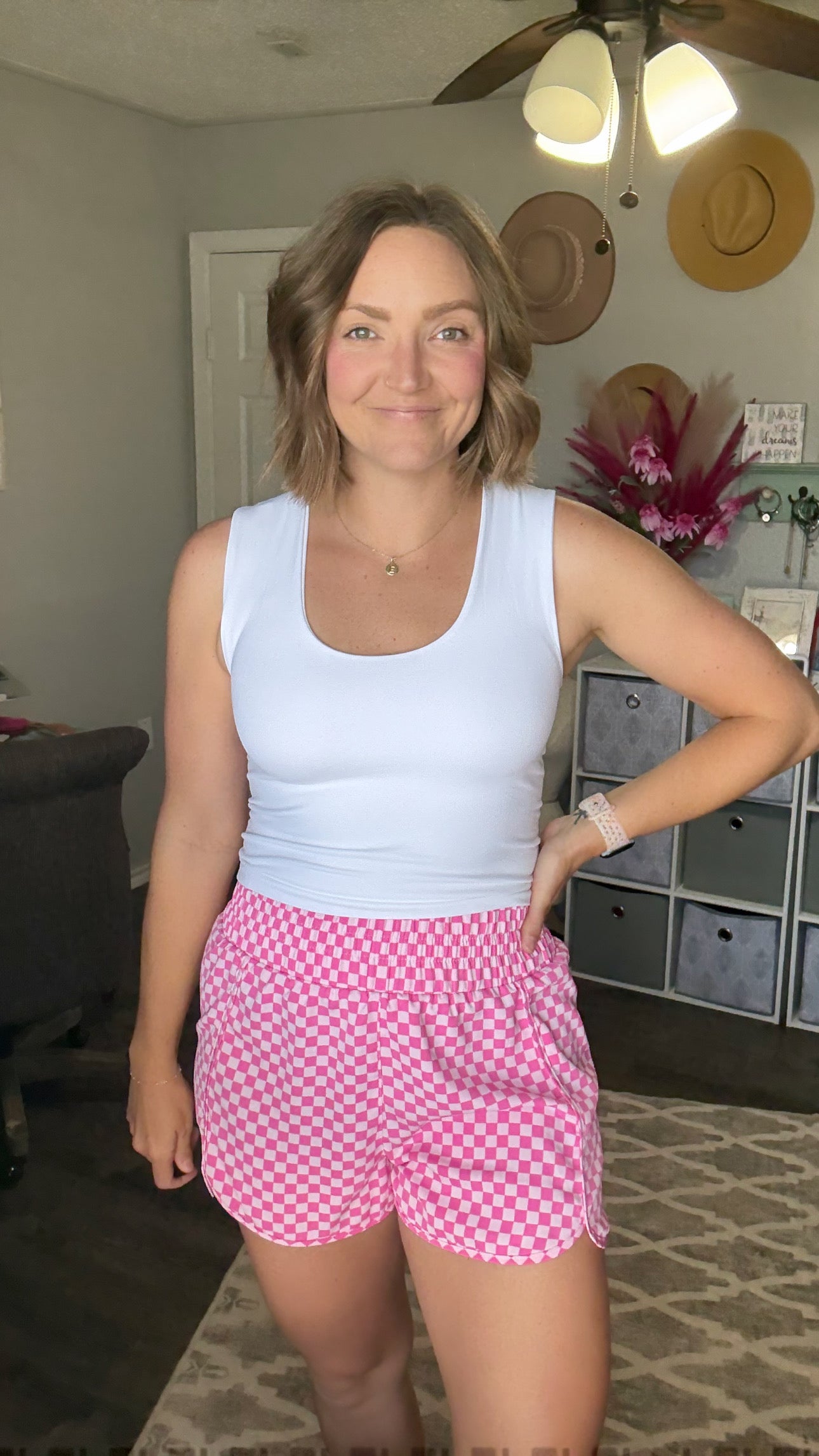 Pink Checkered Shorts