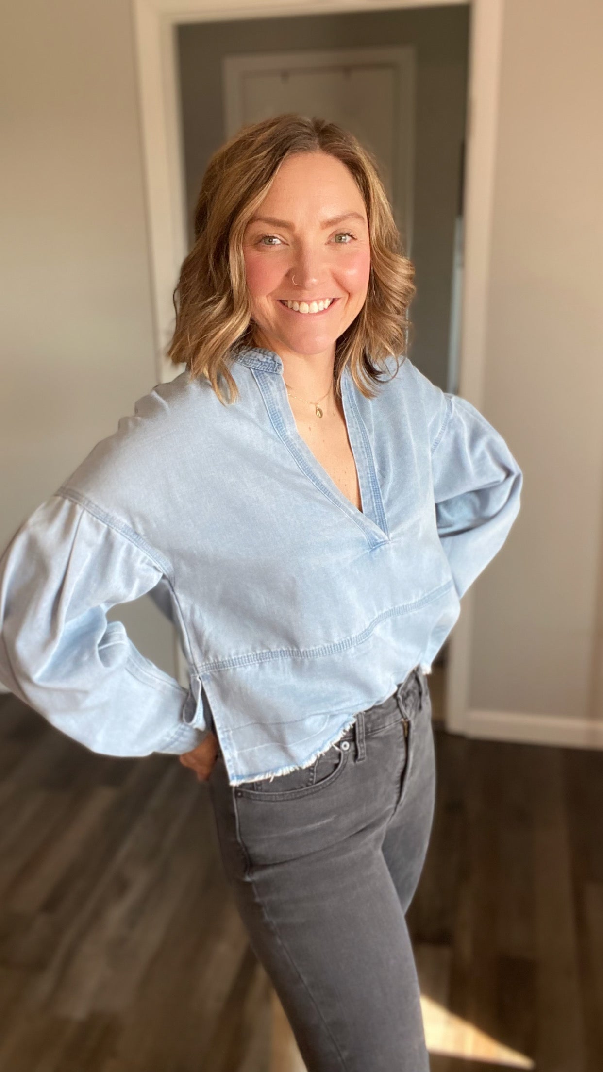 Chambray Pullover