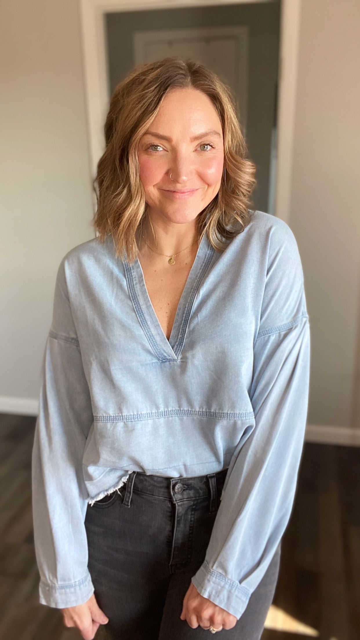 Chambray Pullover