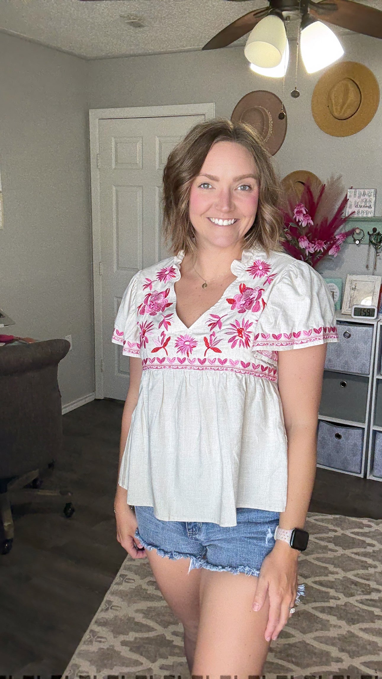 Peony Embroidered Top
