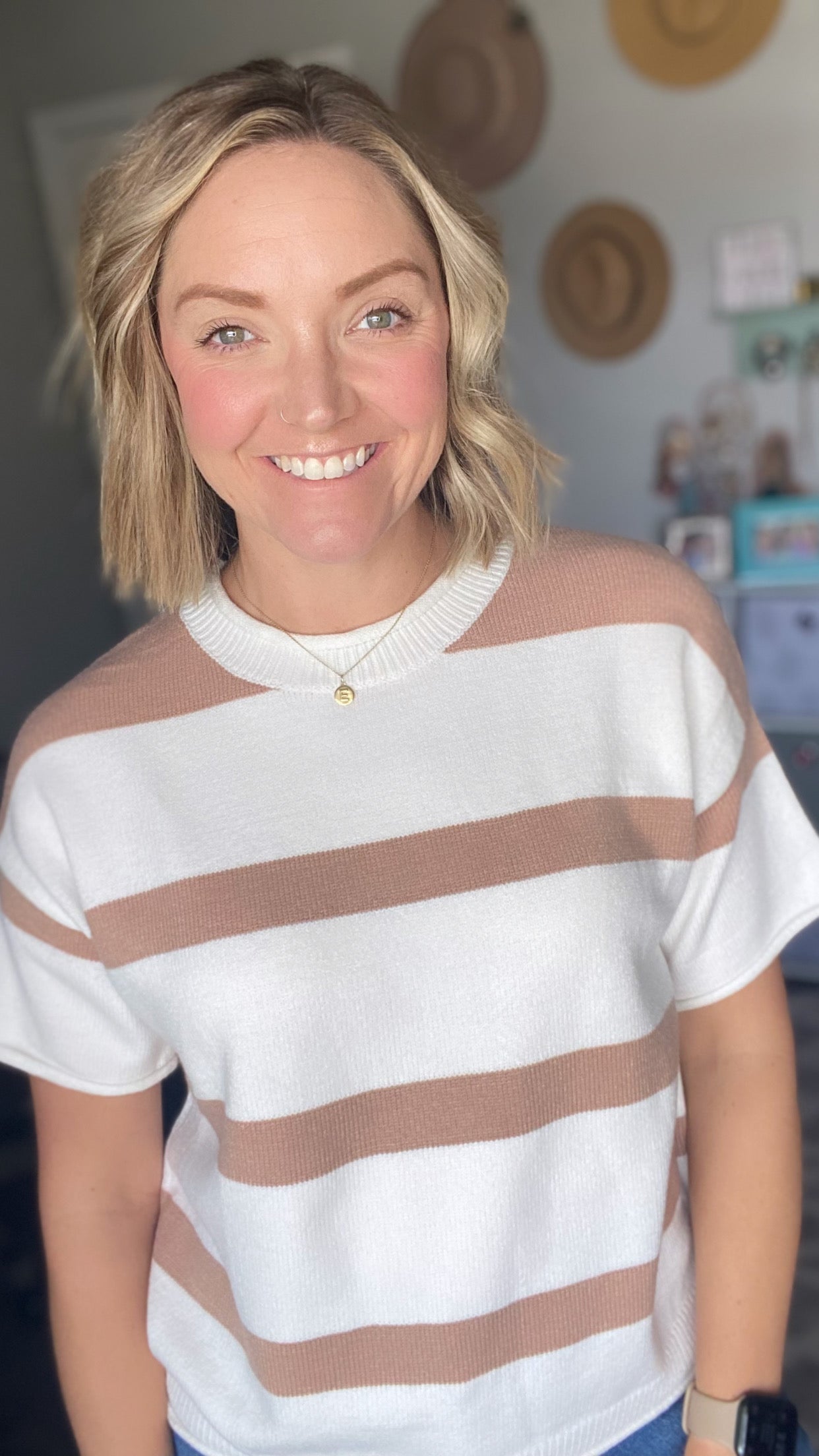 Taupe Striped Sweater