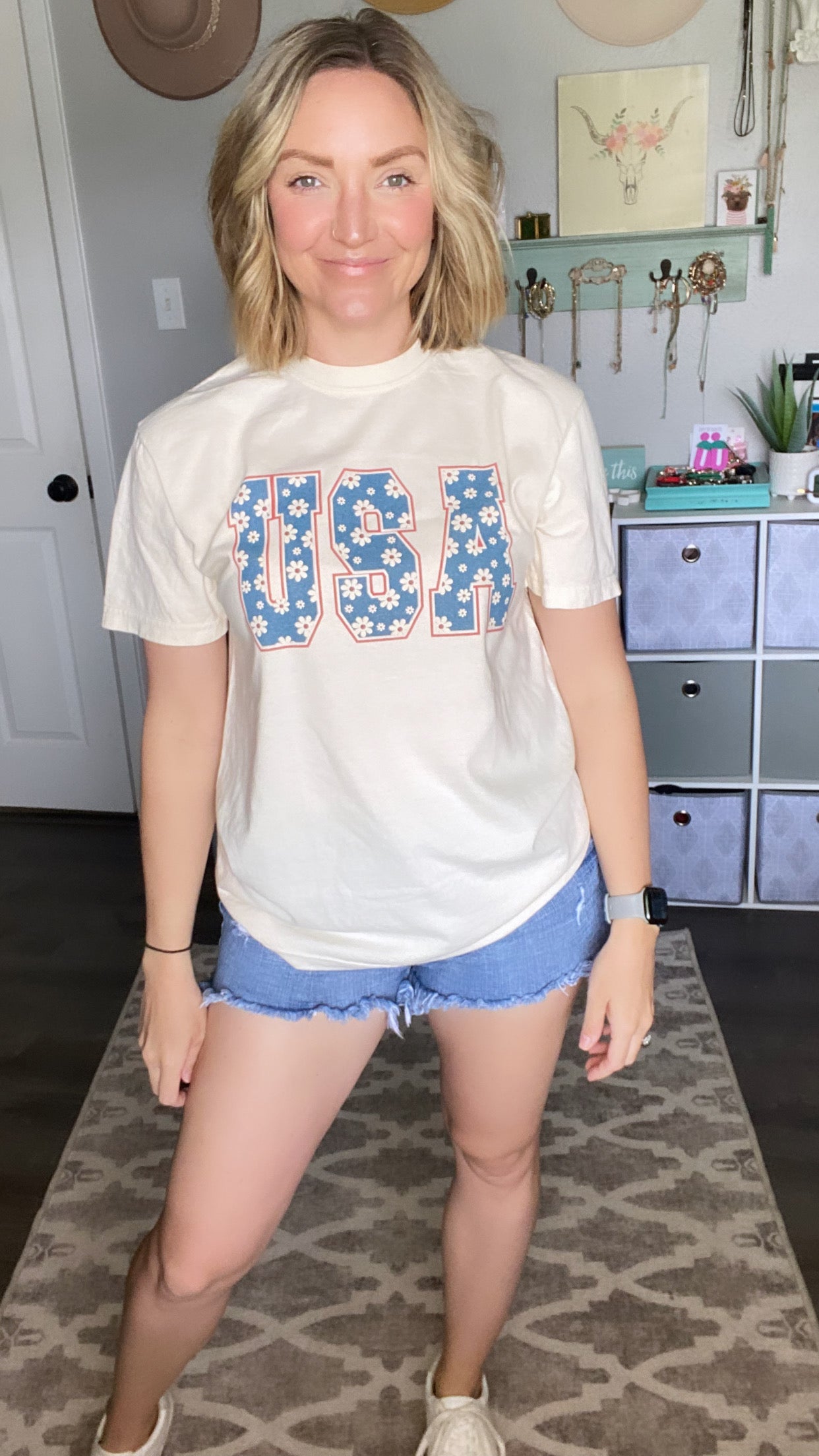Floral USA Tee