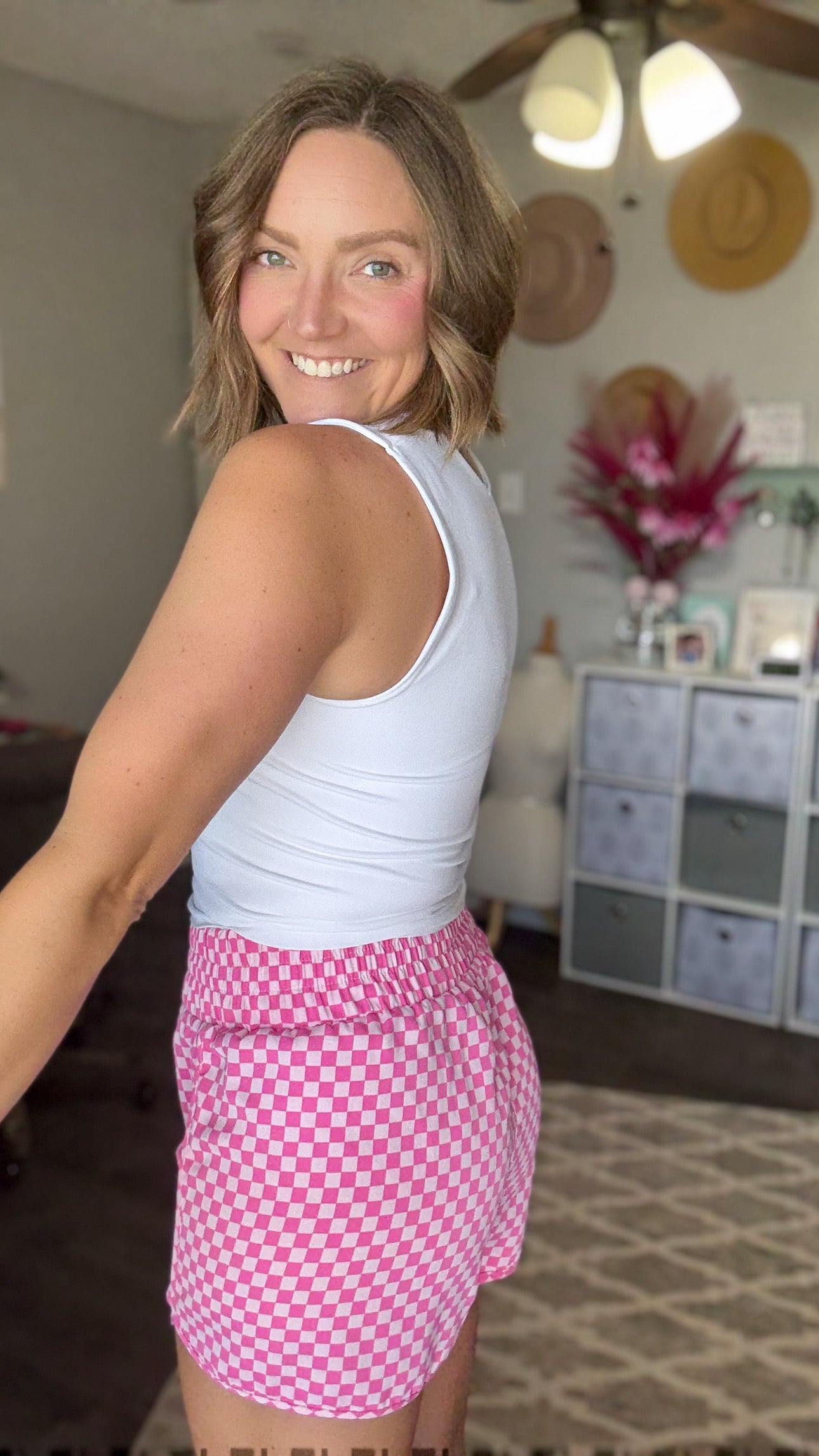 Pink Checkered Shorts
