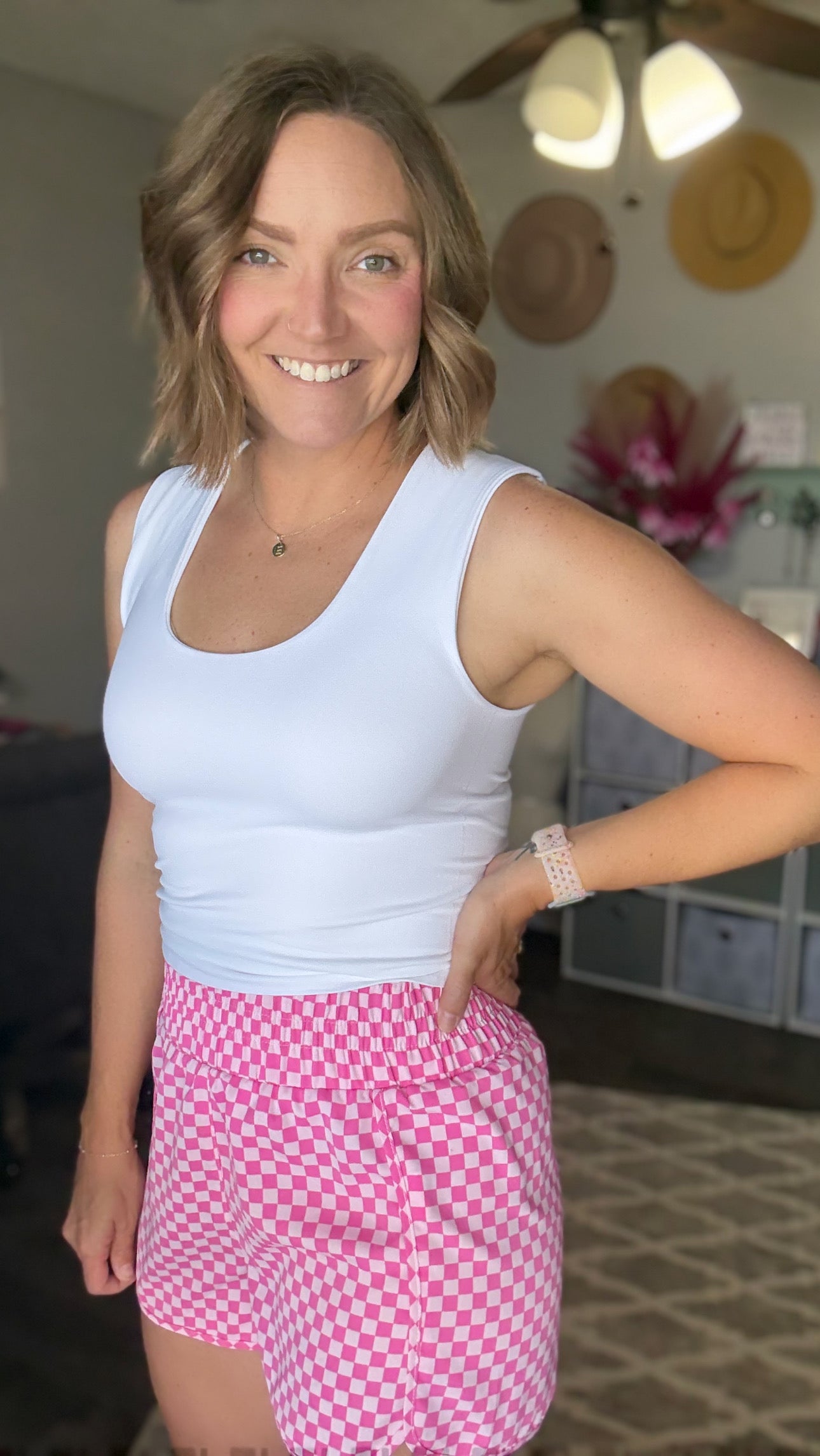 Pink Checkered Shorts