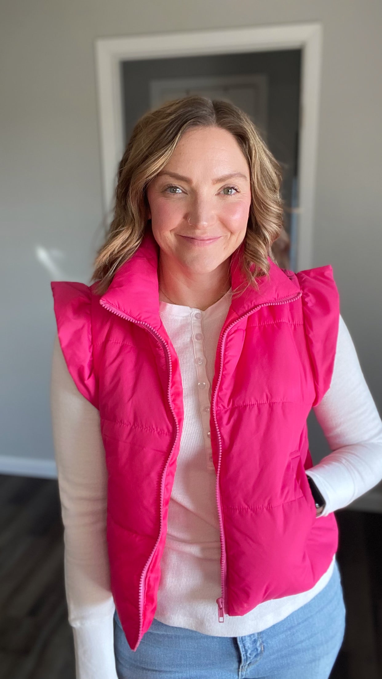 Pink Cropped Puffer