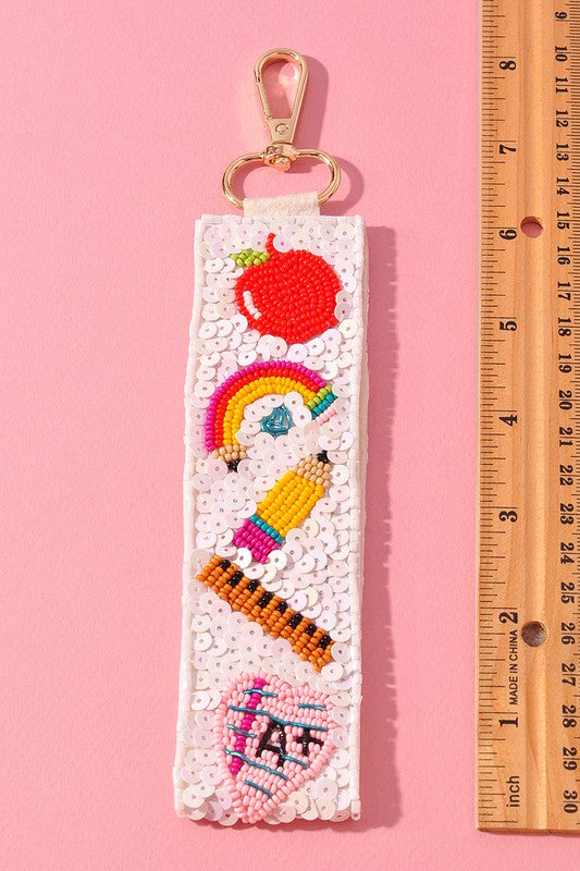 Teacher Life Beaded Keychain