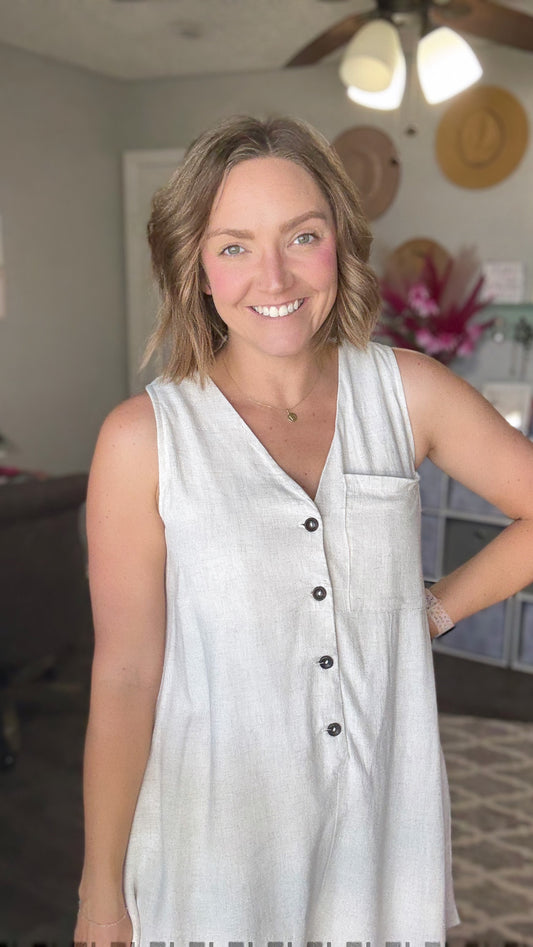 Linen Pocket Romper