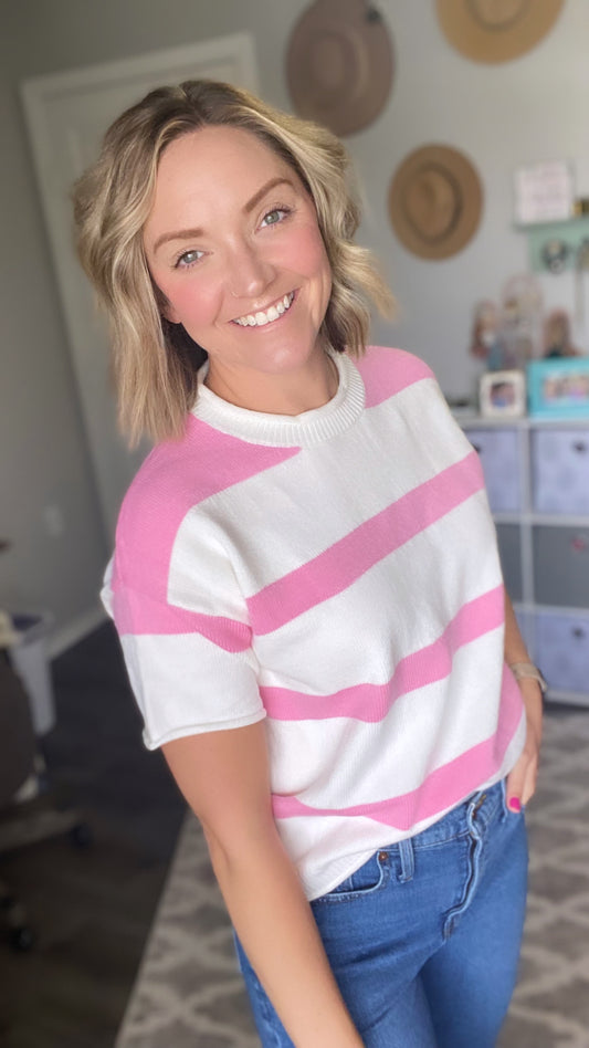 Pink Striped Sweater