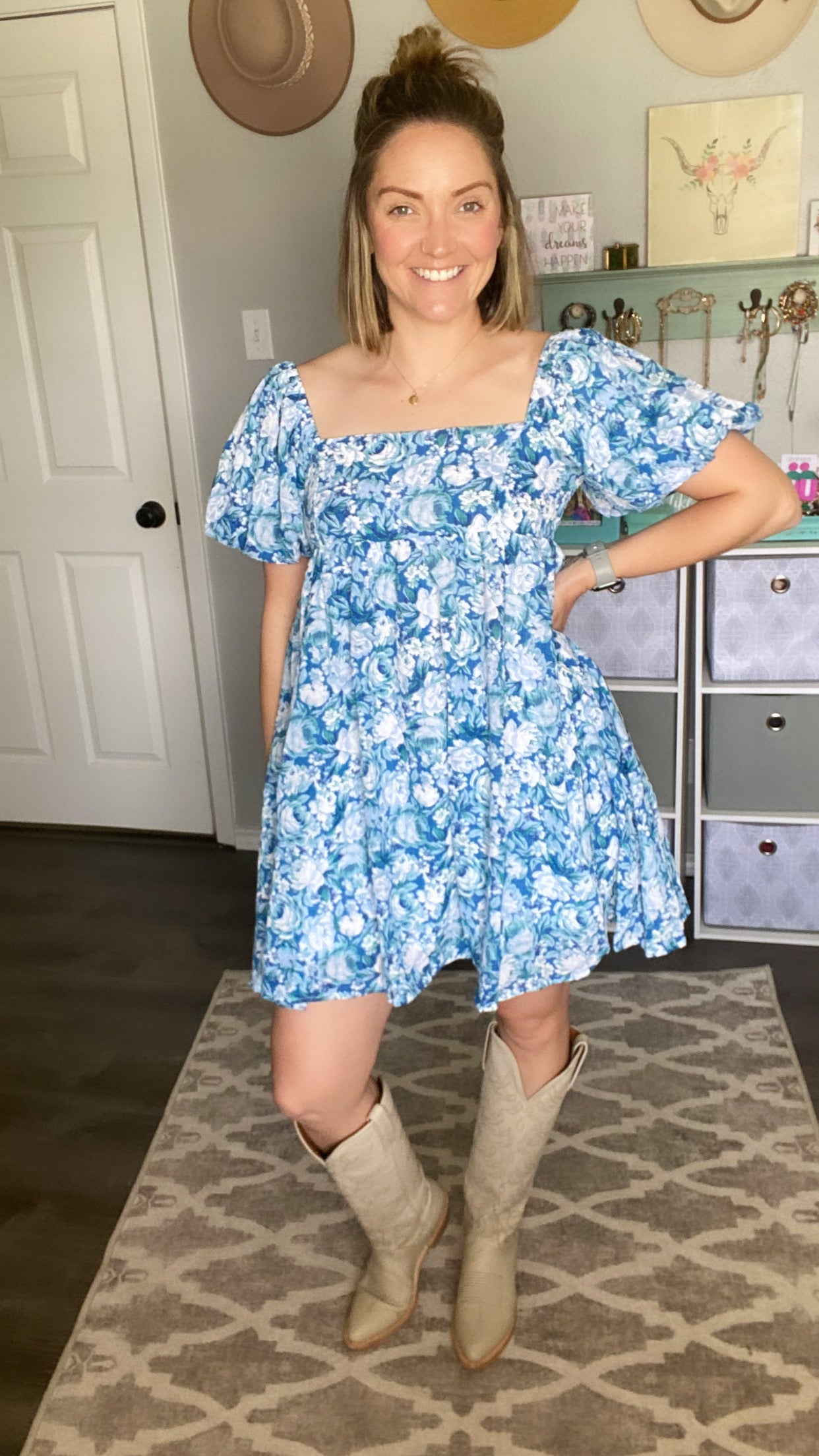 Blue Floral Babydoll