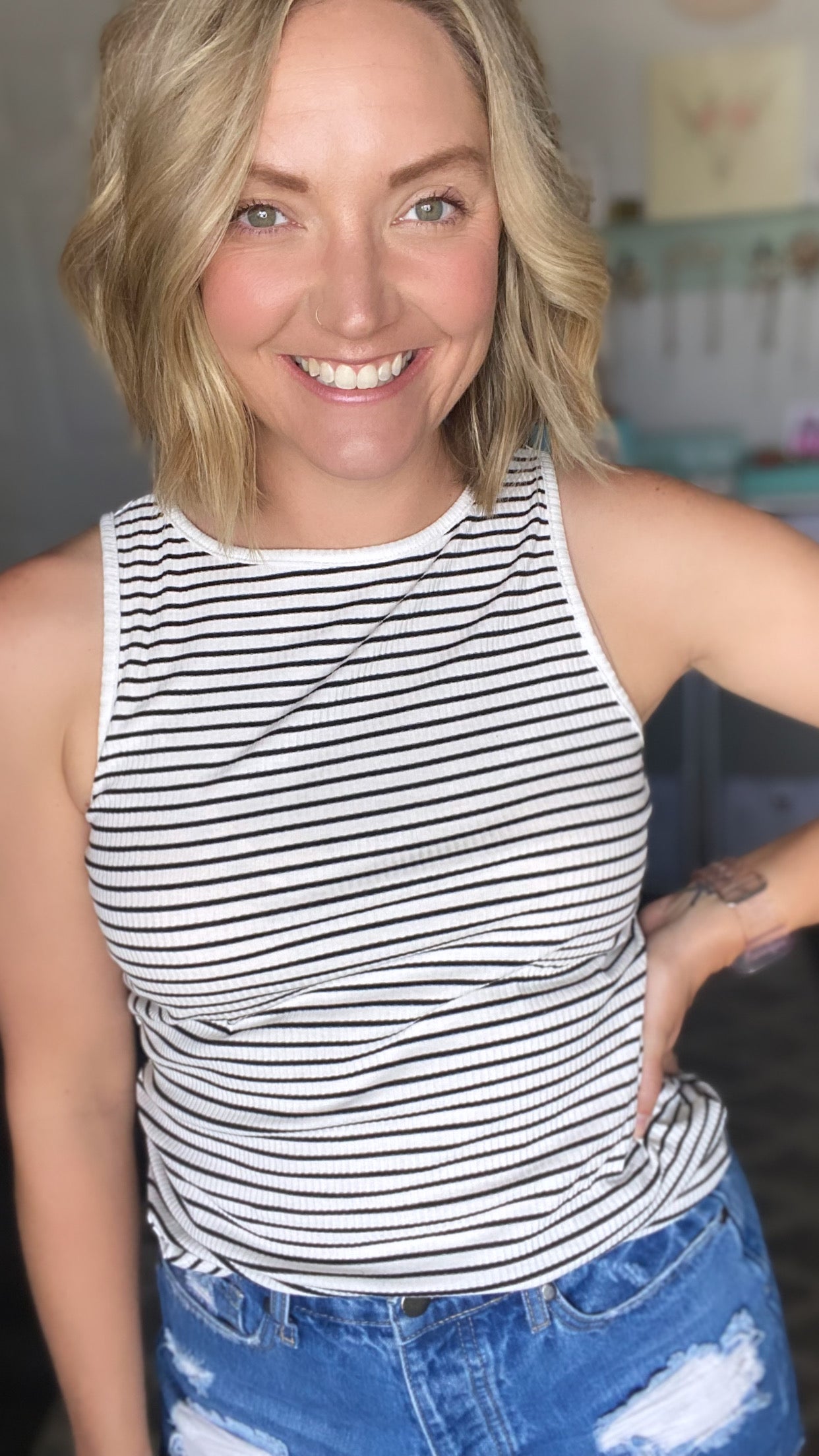 Black & White Striped Tank