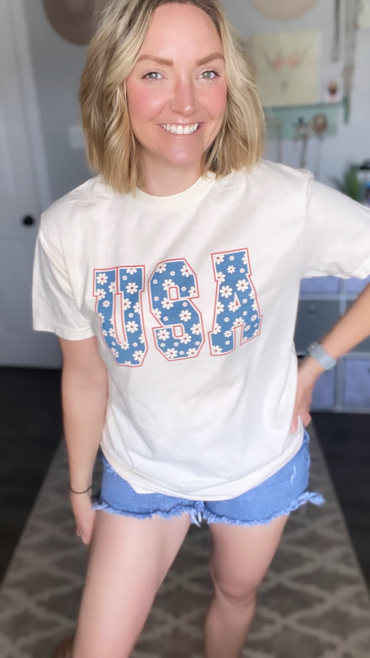 Floral USA Tee