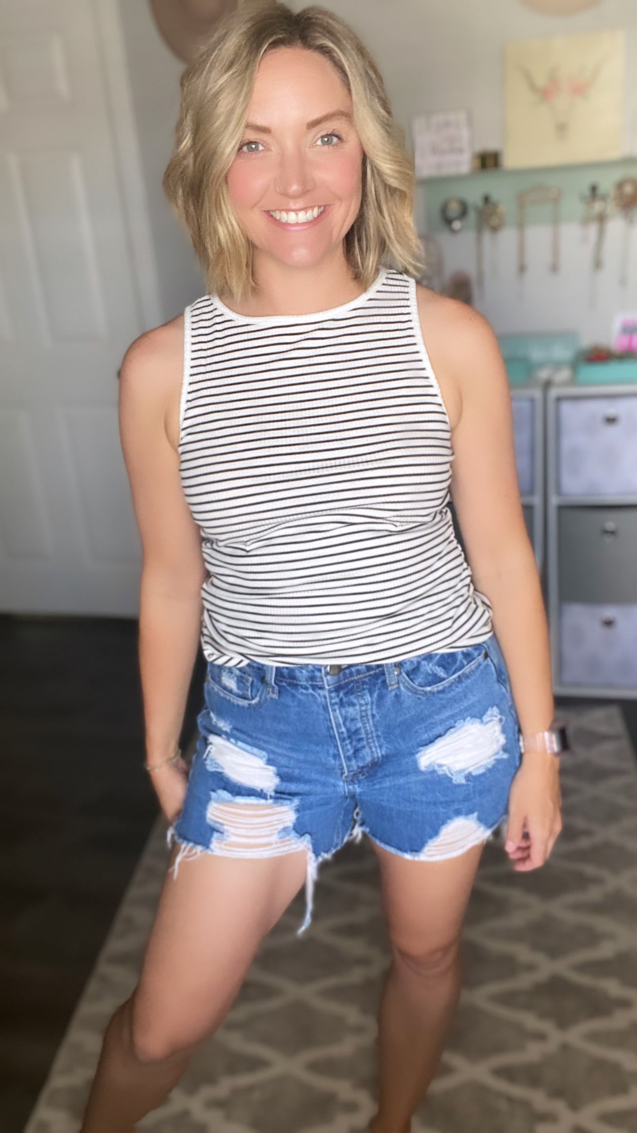 Black & White Striped Tank