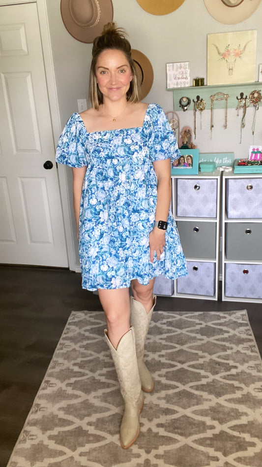 Blue Floral Babydoll