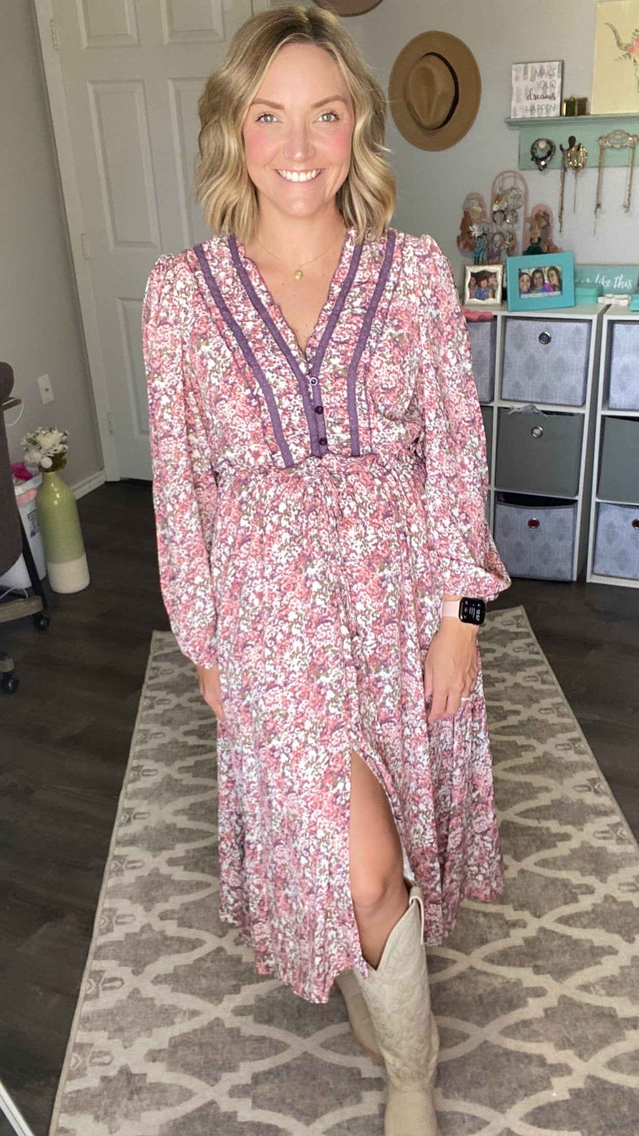 Fall Floral Midi Dress