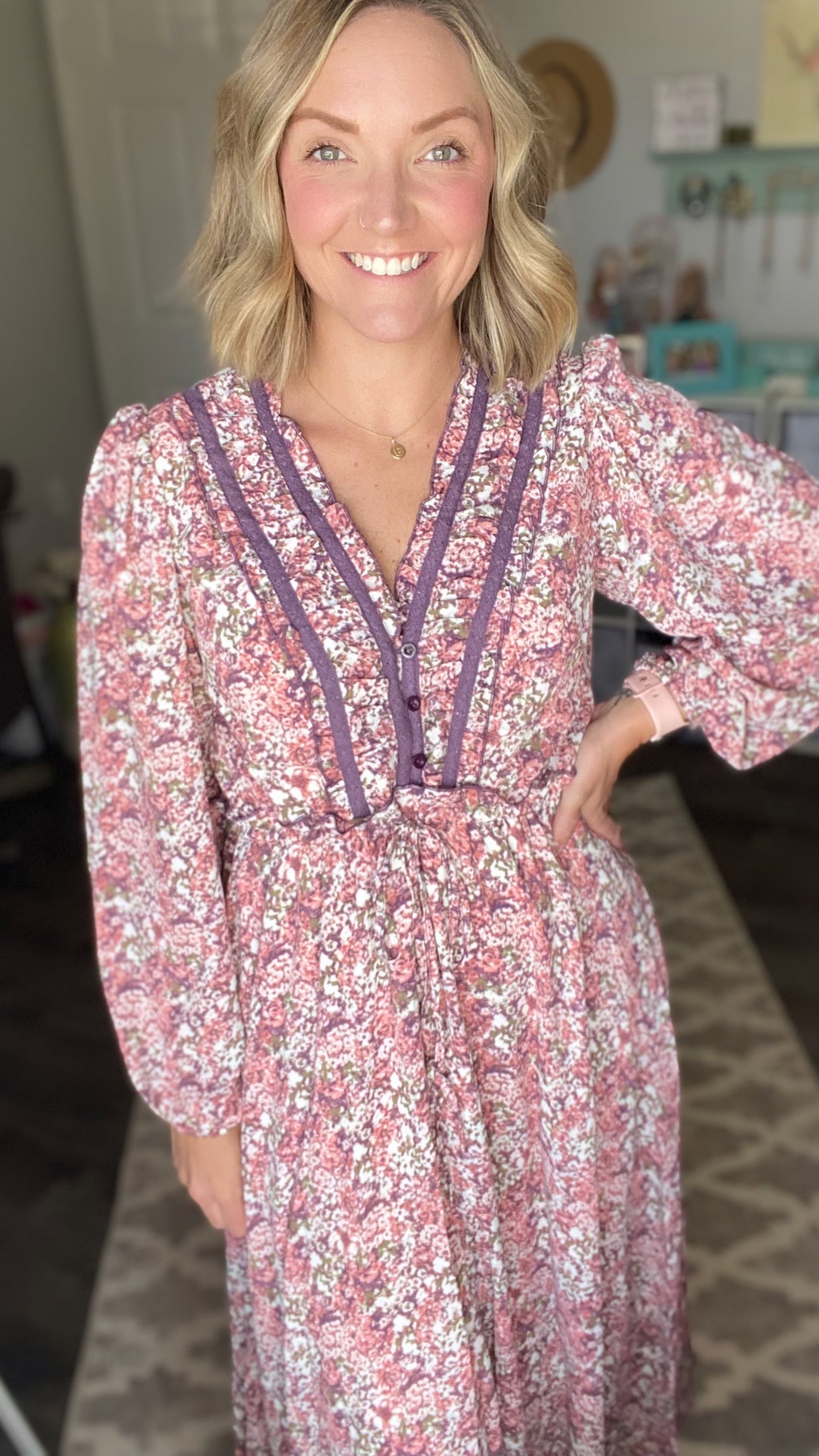 Fall Floral Midi Dress